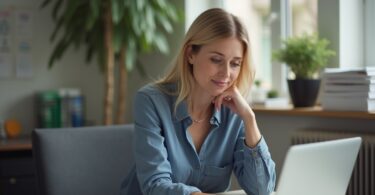 Eine Beamtin am Schreibtisch